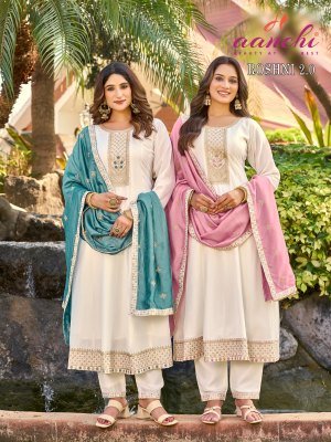 Aanchi Roshni 2 0 Vichitra Silk 3 Piece Set Flair Concept Kurti Bottom And Fancy Dupatta Work Wholesale Aanchi 