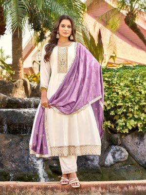 Aanchi Roshni 2 0 Vichitra Silk 3 Piece Set Flair Concept Kurti Bottom And Fancy Dupatta Work Wholesale kurti pant with dupatta Catalogs