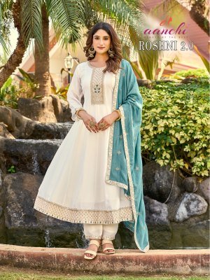 Aanchi Roshni 2 0 Vichitra Silk 3 Piece Set Flair Concept Kurti Bottom And Fancy Dupatta Work Wholesale kurti pant with dupatta Catalogs