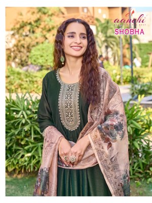 Aanchi Shobha Vichitra Shimmer Top And Bottom Set with Fancy Digital Dupatta Designer Kurti Wholesale kurtis catalogs