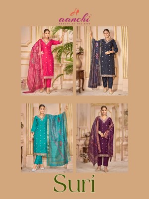 Aanchi Suri Roman Silk 3Pic Readymade Salwar Suits Collection  readymade suit catalogs