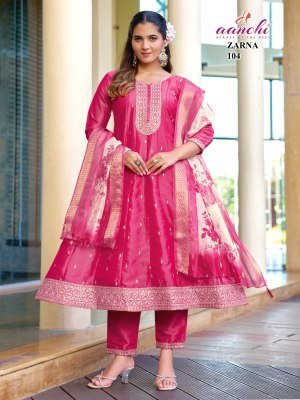 Aanchi Zarna Flair Concept Pure Shimmer 3 Piece Set with Fancy Digital Dupatta Wholesale Ethnic Wear Aanchi 