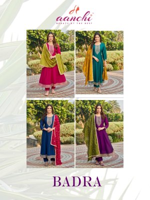 Aanchi by Badra Vichitra silk Designer neck work top bottom and dupatta catalogue readymade suit catalogs