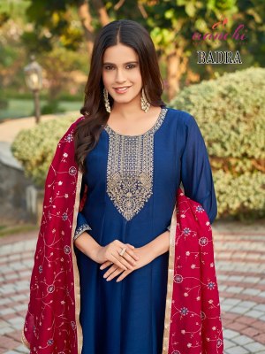 Aanchi by Badra Vichitra silk Designer neck work top bottom and dupatta catalogue readymade suit catalogs