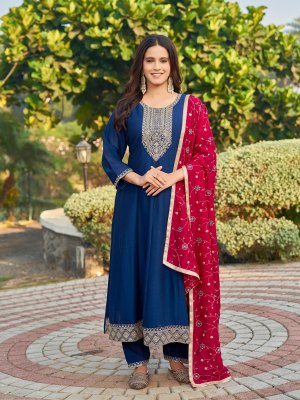 Aanchi by Badra Vichitra silk Designer neck work top bottom and dupatta catalogue readymade suit catalogs