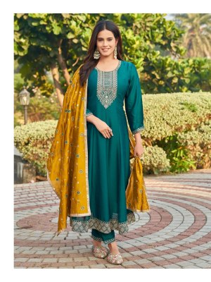 Aanchi by Badra Vichitra silk Designer neck work top bottom and dupatta catalogue readymade suit catalogs