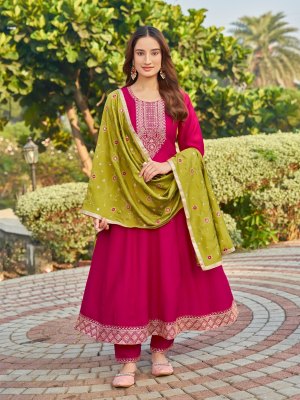 Aanchi by Badra Vichitra silk Designer neck work top bottom and dupatta catalogue readymade suit catalogs
