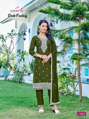 Aanchi kurti by dark fantacy embroidered kurti pant and dupatta catalogue  Amavi
