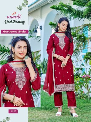 Aanchi kurti by dark fantacy embroidered kurti pant and dupatta catalogue  readymade suit catalogs