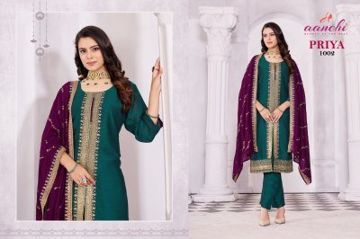 Aanchi kurti by priya vichitra silk top bottom and dupatta catalogue at affordable rate readymade suit catalogs