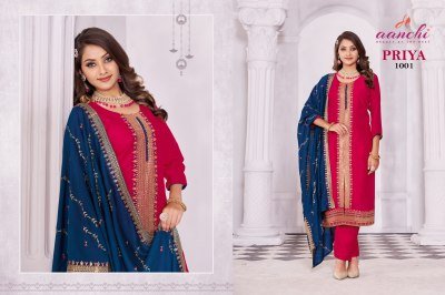 Aanchi kurti by priya vichitra silk top bottom and dupatta catalogue at affordable rate readymade suit catalogs