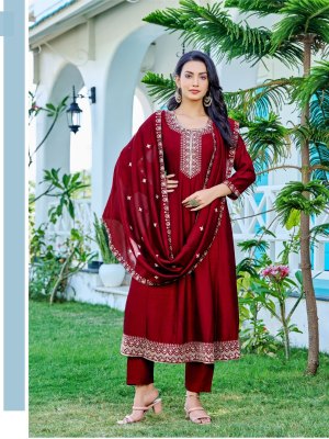 Aanchi kurtis by Volvo vichitra flair kali top bottom and dupatta catalogue at affordable rate 