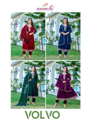 Aanchi kurtis by Volvo vichitra flair kali top bottom and dupatta catalogue at affordable rate readymade suit catalogs