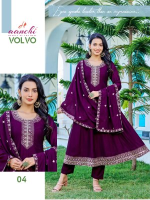 Aanchi kurtis by Volvo vichitra flair kali top bottom and dupatta catalogue at affordable rate readymade suit catalogs