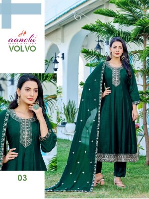 Aanchi kurtis by Volvo vichitra flair kali top bottom and dupatta catalogue at affordable rate readymade suit catalogs