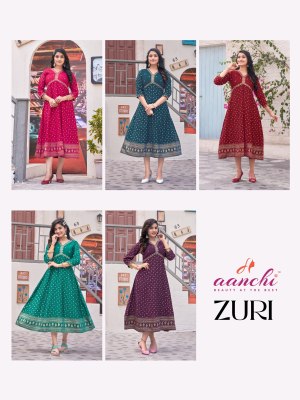 Aanchi kurtis by Zuri fancy alia kurti embroidered kurti pant and dupatta catalogue at low rate readymade suit catalogs