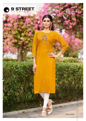 Aaradhya by 9street reyon thread work kurti catalogue at low rate  kurtis catalogs