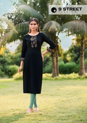 Aaradhya by 9street reyon thread work kurti catalogue at low rate  kurtis catalogs