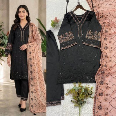 Aarohi Roman Sequence Embroidered Palazzo Suit Set with Organza Dupatta readymade suit catalogs