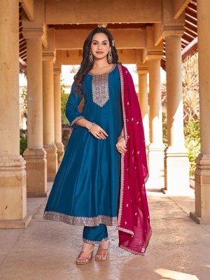 Aarohi by Aanchi vichitra silk flair kurti with bottom and dupatta catalogue at amaviexpo readymade suit catalogs
