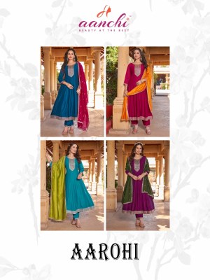 Aarohi by Aanchi vichitra silk flair kurti with bottom and dupatta catalogue at amaviexpo readymade suit catalogs