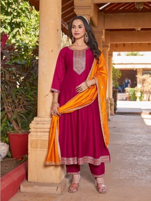 Aarohi by Aanchi vichitra silk flair kurti with bottom and dupatta catalogue at amaviexpo readymade suit catalogs