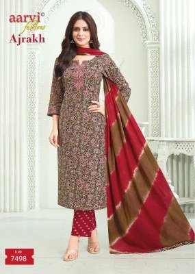 Aarvi Fashion Ajrakh Vol 3 Cotton Salwar Suit with Katha Handwork And Tie Dye Mul Dupatta Festive Collection Wholesale kurtis catalogs