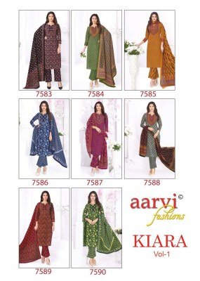 Aarvi Fashion Kiara Vol 1 100% Cotton Katha Hand Work Kurti Pant with Dupatta kurti pant with dupatta Catalogs