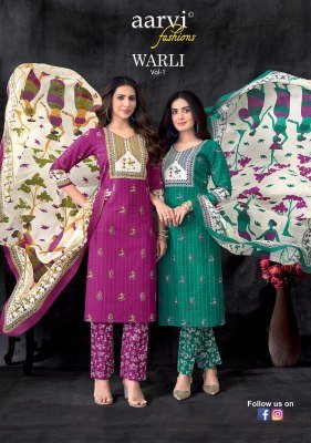 Aarvi Warli Vol 1 Cotton Tribal Print Kurti Pant Set Wholesale 