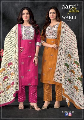 Aarvi Warli Vol 1 Cotton Tribal Print Kurti Pant Set Wholesale readymade suit catalogs
