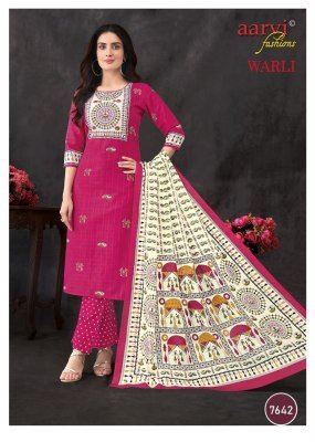 Aarvi Warli Vol 1 Cotton Tribal Print Kurti Pant Set Wholesale readymade suit catalogs