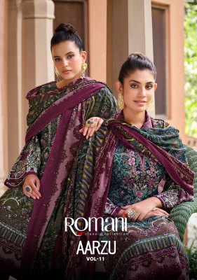 Aarzu vol 11 by Romani Premium Soft Cotton Digital  printed unstitched suit catalogue at low rate Romani