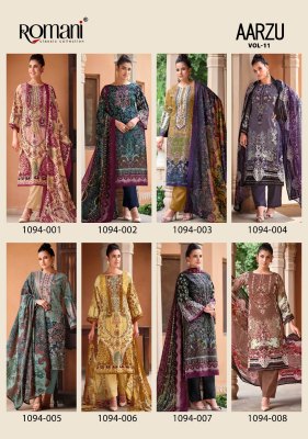 Aarzu vol 11 by Romani Premium Soft Cotton Digital  printed unstitched suit catalogue at low rate salwar kameez catalogs
