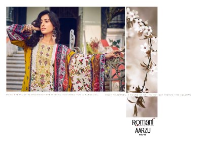Aarzu vol 13 by Romani Premium Soft Embroidered Dress material catalogue at low rate dress material catalogs