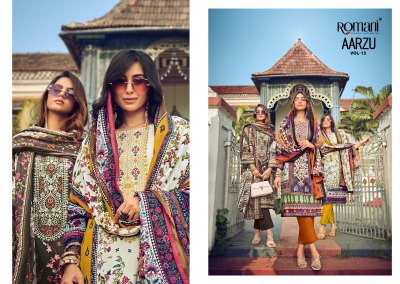 Aarzu vol 13 by Romani Premium Soft Embroidered Dress material catalogue at low rate dress material catalogs