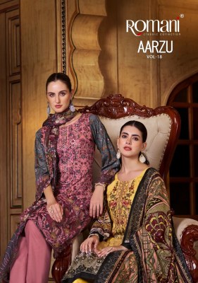 Aarzu vol 18 by Romani Premium Soft digital style unstitched suit catalogue with low rate wholesale catalogs
