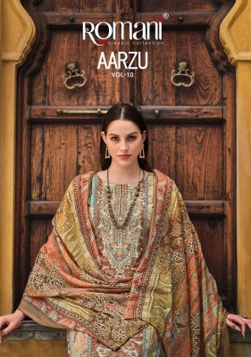 Aarzu vol 1o by romani Premium Soft Cotton HEavy Embroidered  dress material collection Romani