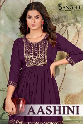Aashini present Malai reyon with gold embroidered western wear collection at low rate western wear catalogs
