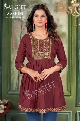 Aashini present Malai reyon with gold embroidered western wear collection at low rate western wear catalogs