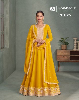 Aashirwad Creation Purva Real Georgette Front And Back Embroidered Suit with Georgette Dupatta Wholesale  gown catalogs
