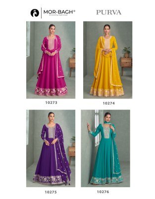 Aashirwad Creation Purva Real Georgette Front And Back Embroidered Suit with Georgette Dupatta Wholesale  gown catalogs