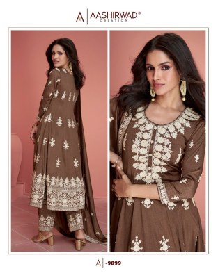 Aashirwad creation by Rubina premium silk with embroidered fancy anarkali suit catalogue at wholesale price readymade suit catalogs