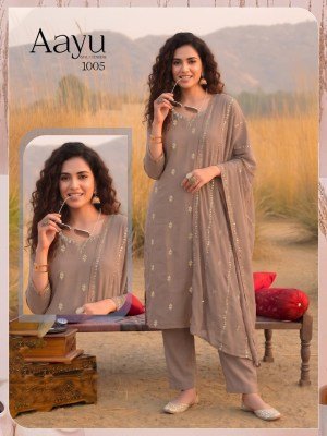 Aayu Heavy Mal Chanderi Kurti Pant with Embroidered Dupatta Set kurti pant with dupatta Catalogs