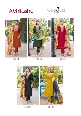 Abhilasha by Wooglee Thread handwork Neck top ottom and dupatta catalogue readymade suit catalogs