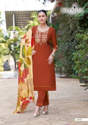 Abhilasha by Wooglee Thread handwork Neck top ottom and dupatta catalogue readymade suit catalogs