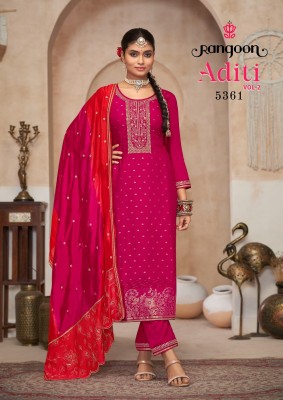 Aditi vol 2 by Rangoon pure silk embroidered designer readymade suit catalogue at low rate readymade suit catalogs
