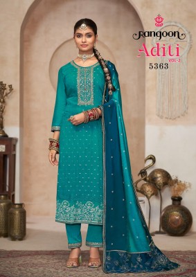 Aditi vol 2 by Rangoon pure silk embroidered designer readymade suit catalogue at low rate readymade suit catalogs