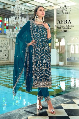 Afra by AL fathima georgette embroidered readymade suit catalogue at affordable rate Amavi
