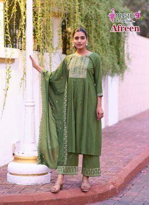 Afreen vol 1 by Mystic 9 Premium quality viscorse embroidered top bottom and dupatta collection with low price readymade suit catalogs