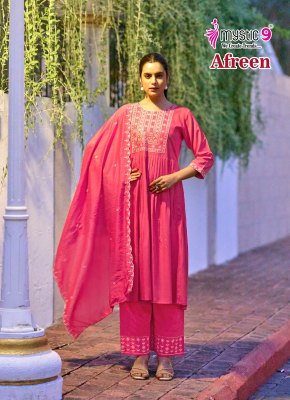 Afreen vol 1 by Mystic 9 Premium quality viscorse embroidered top bottom and dupatta collection with low price readymade suit catalogs